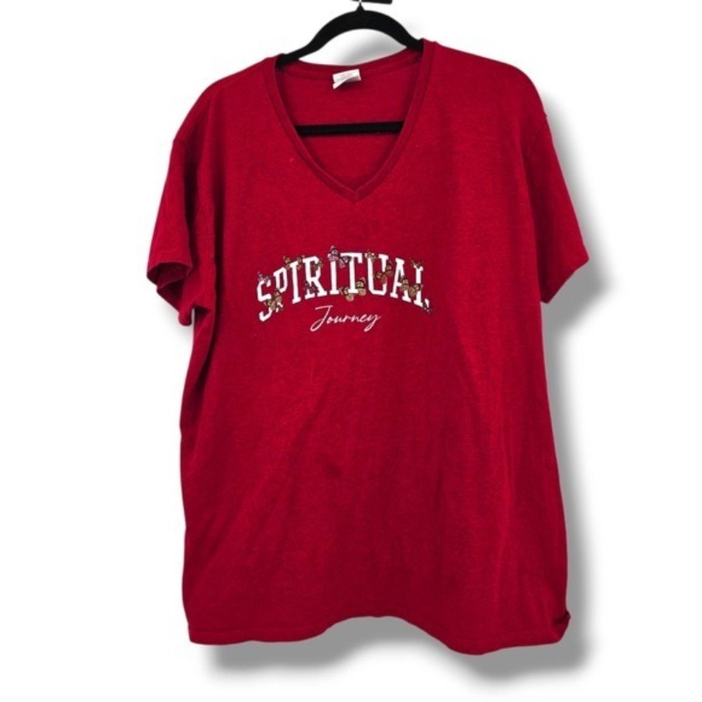 Gildan Heavy Cotton Spiritual Journey Butterfly Graphic V-Neck T-Shirt 3XL
